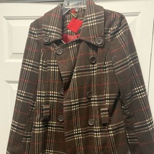 Medium JouJou Brown plaid coat- worn twice.